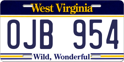 WV license plate OJB954
