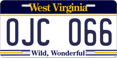 WV license plate OJC066