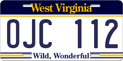 WV license plate OJC112