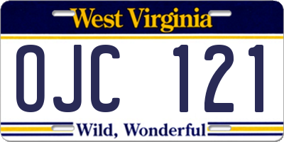 WV license plate OJC121