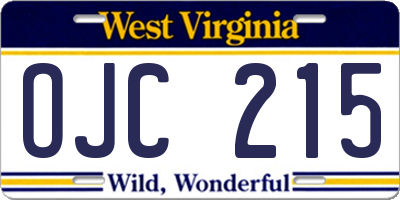 WV license plate OJC215