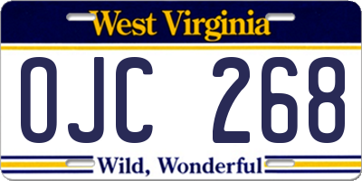 WV license plate OJC268