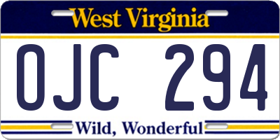 WV license plate OJC294