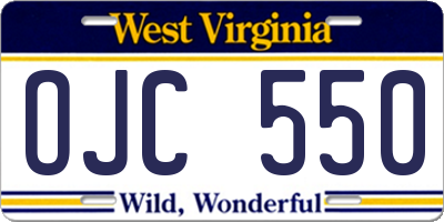 WV license plate OJC550
