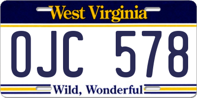 WV license plate OJC578
