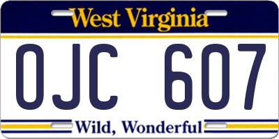 WV license plate OJC607