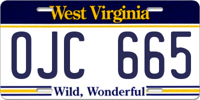 WV license plate OJC665