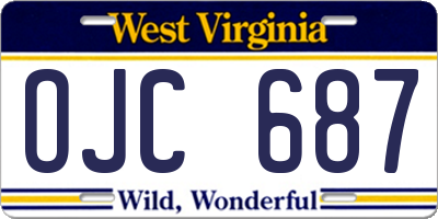 WV license plate OJC687