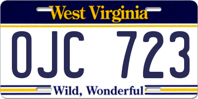 WV license plate OJC723