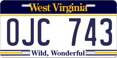 WV license plate OJC743