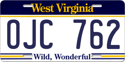 WV license plate OJC762