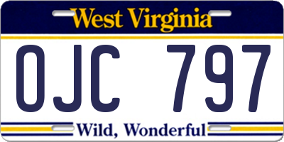 WV license plate OJC797