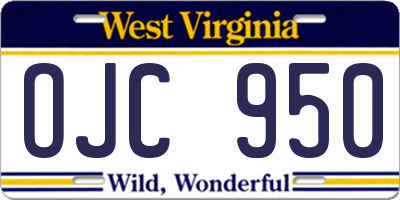 WV license plate OJC950