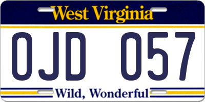 WV license plate OJD057