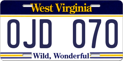 WV license plate OJD070