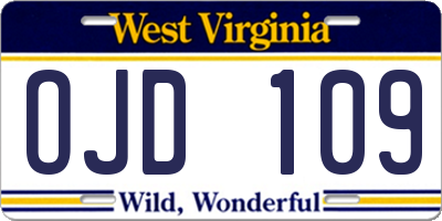 WV license plate OJD109