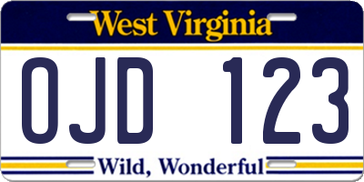 WV license plate OJD123