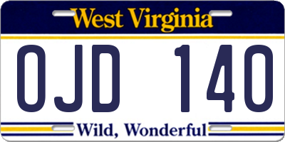 WV license plate OJD140