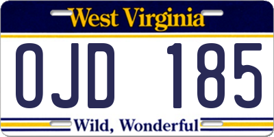 WV license plate OJD185