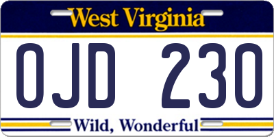 WV license plate OJD230