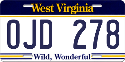 WV license plate OJD278