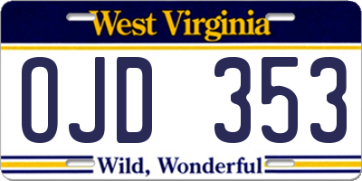 WV license plate OJD353