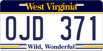 WV license plate OJD371