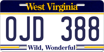 WV license plate OJD388