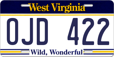 WV license plate OJD422