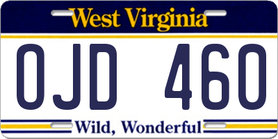 WV license plate OJD460