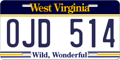 WV license plate OJD514