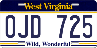 WV license plate OJD725