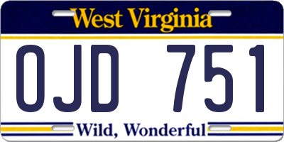 WV license plate OJD751
