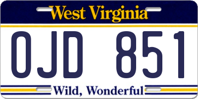 WV license plate OJD851