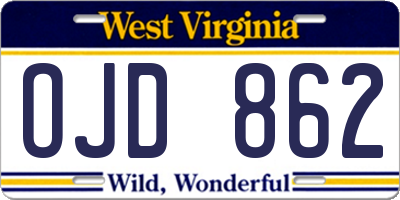 WV license plate OJD862