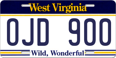 WV license plate OJD900