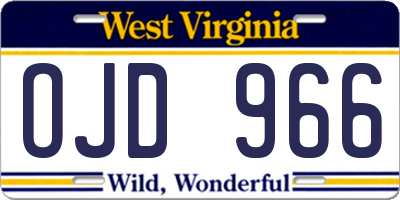 WV license plate OJD966