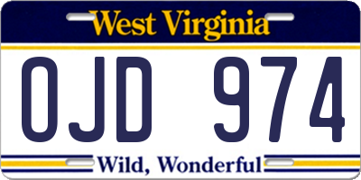 WV license plate OJD974