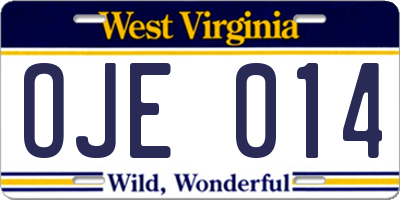 WV license plate OJE014