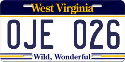 WV license plate OJE026