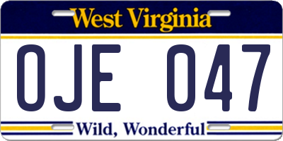 WV license plate OJE047
