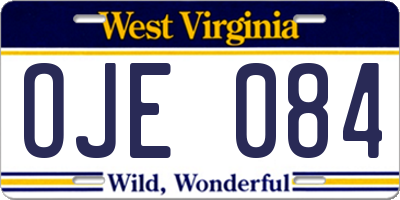 WV license plate OJE084