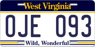 WV license plate OJE093