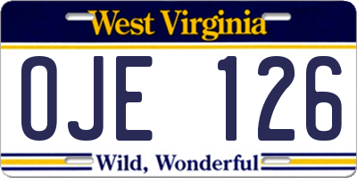WV license plate OJE126