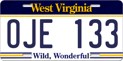 WV license plate OJE133