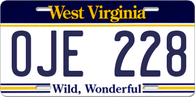 WV license plate OJE228