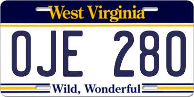 WV license plate OJE280