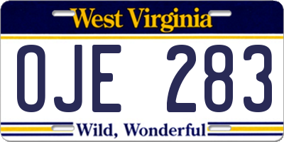 WV license plate OJE283