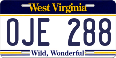 WV license plate OJE288