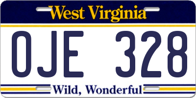 WV license plate OJE328